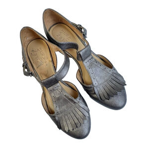 Naturlizer Pewter Shoes With Kiltie Women 8M Strap & Buckle Academia Preppy